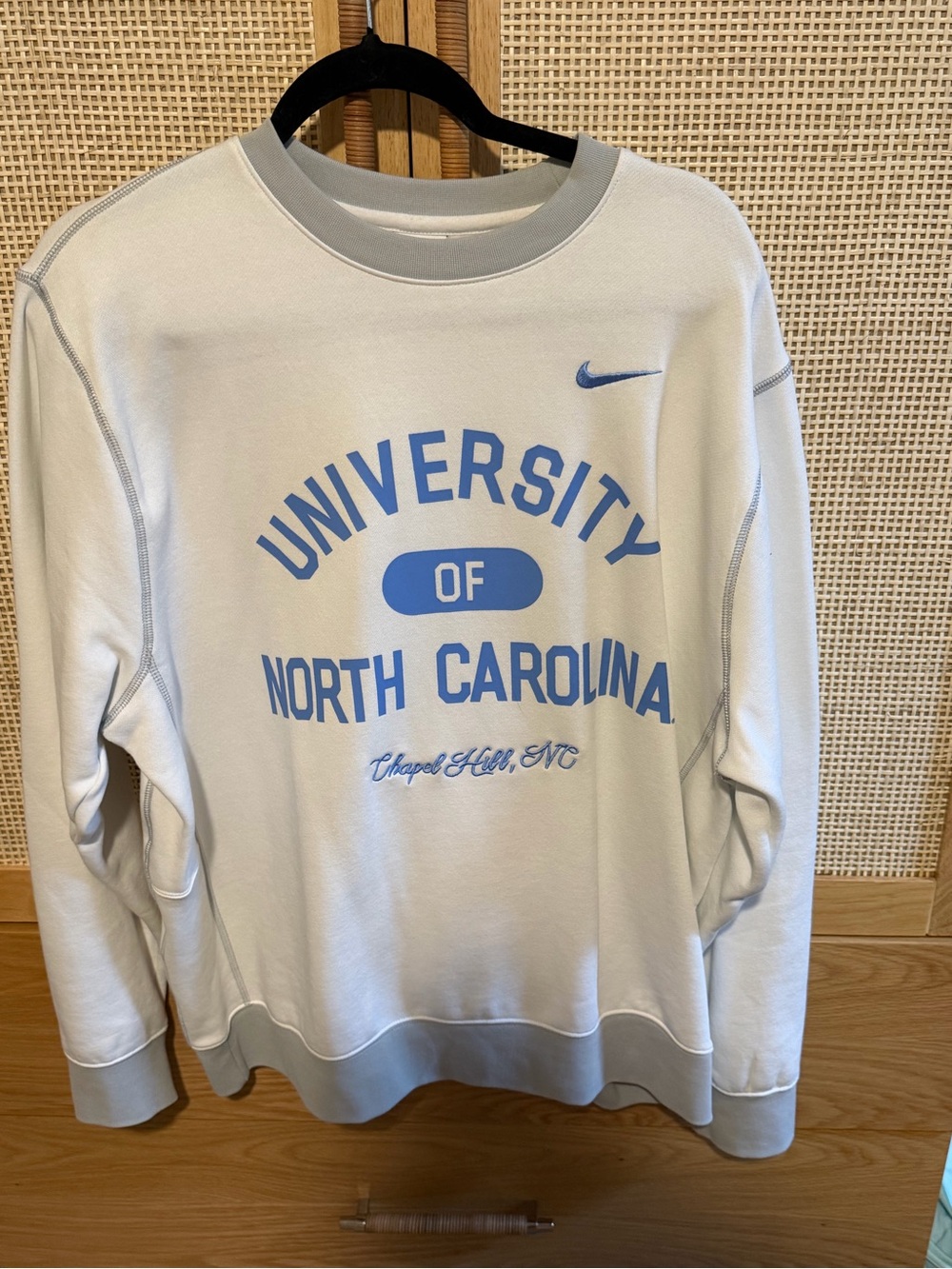 Nike White & Carolina Blue North Carolina Crewneck Sweatshirt